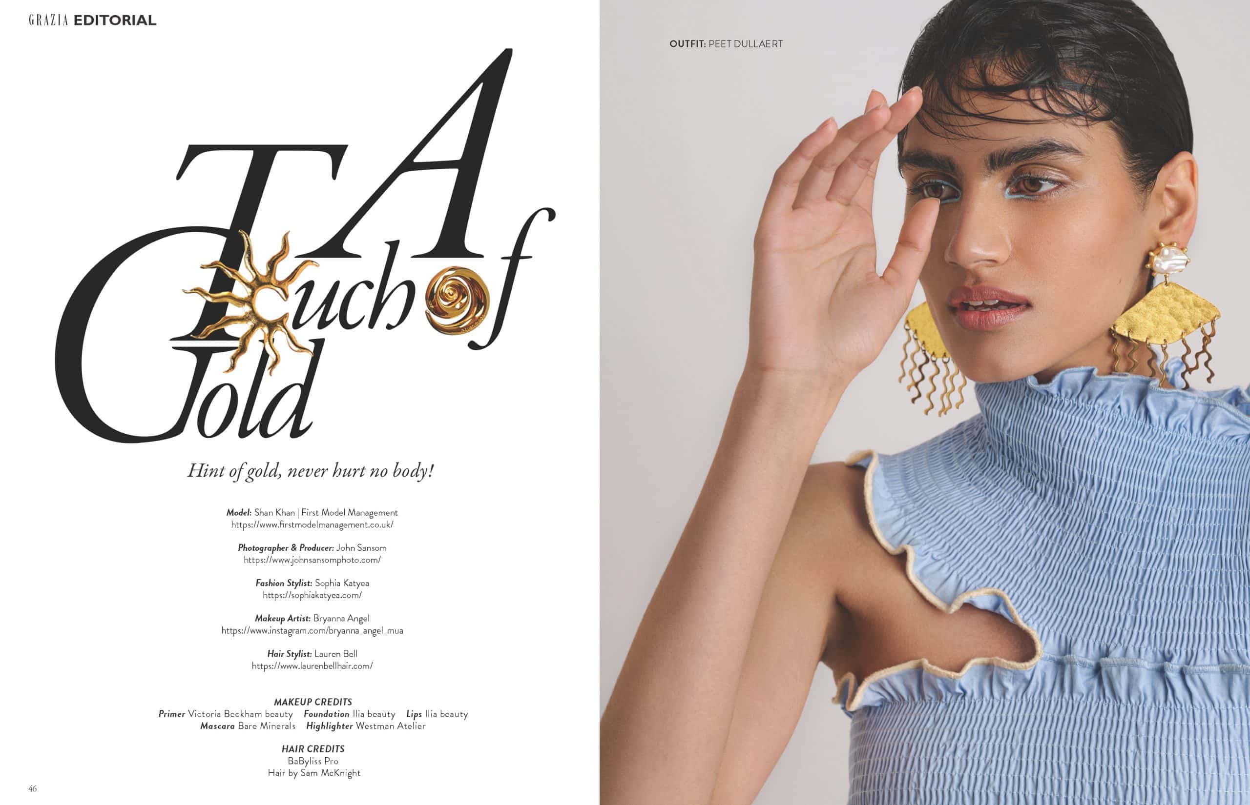 A Touch of Gold – Grazia Pakistan – by John Sansom Beauty Photographer in London A Touch of Gold - Grazia Pakistan - by John Sansom Beauty Photographer in London