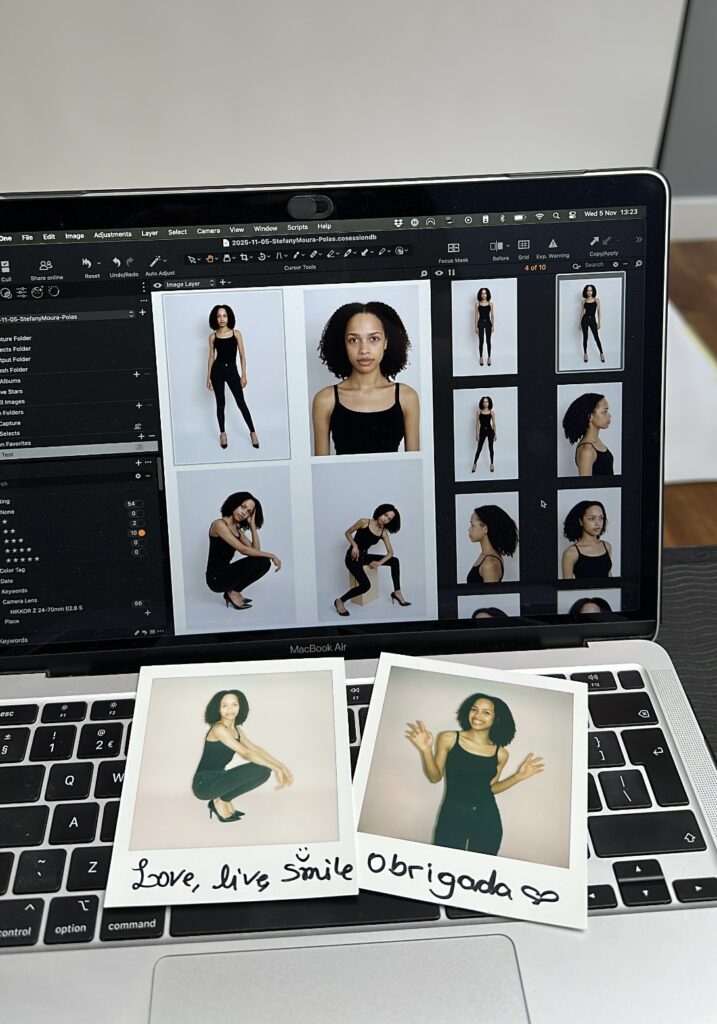 Model Polaroids London behind the scenes in my London photo studio with aspiring model Stefany